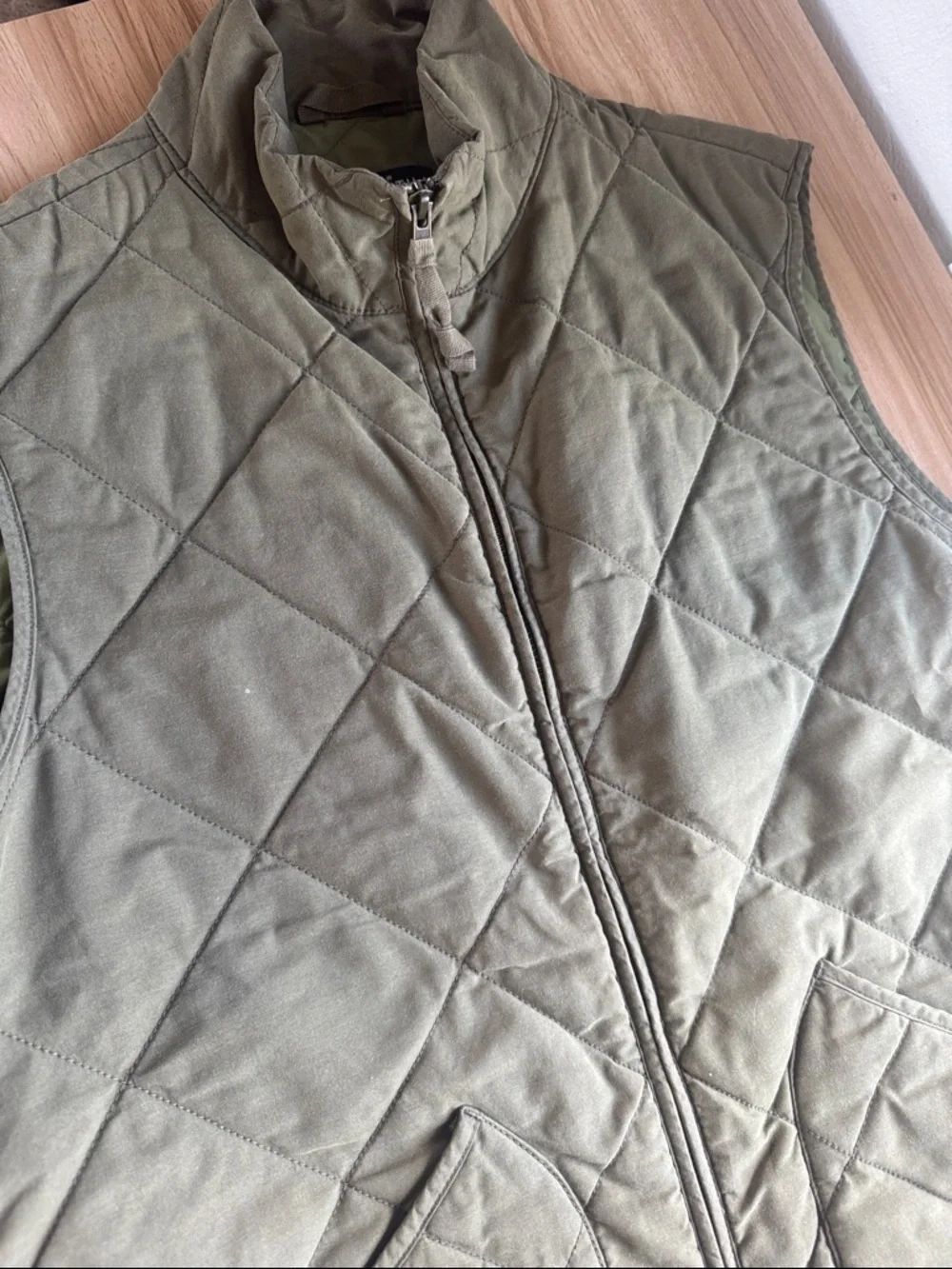 J. Crew Mercantile Full Zip Green Quilted Puffer Vest Green Cotton Blend Fall